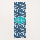 Aquamarines Navy White Dottern Muster Yogamatte (Rückseite)