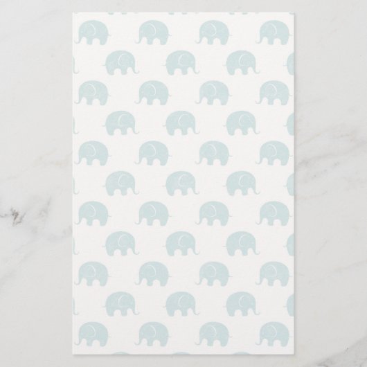 Aquamarines niedliches Elefant-Muster Briefpapier (Vorderseite)
