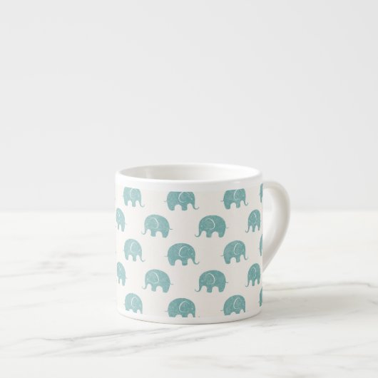 Aquamarines niedliches Elefant-Muster Espressotasse (Vorderseite Rechts)
