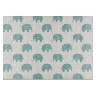 Aquamarines niedliches Elefant-Muster Schneidebrett