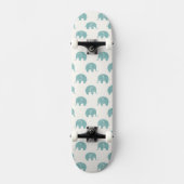 Aquamarines niedliches Elefant-Muster Skateboard (Vorderseite)
