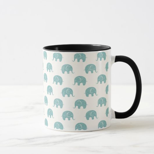 Aquamarines niedliches Elefant-Muster Tasse (Rechts)