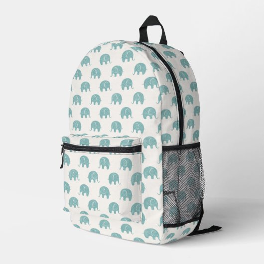 Aquamarines Niedliches Elefantenmuster Bedruckter Rucksack (Rückseitige Ecke Rechts)