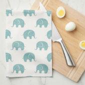 Aquamarines Niedliches Elefantenmuster Geschirrtuch (Viertel Falte)