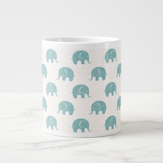 Aquamarines Niedliches Elefantenmuster Jumbo-Tasse (Vorderseite)
