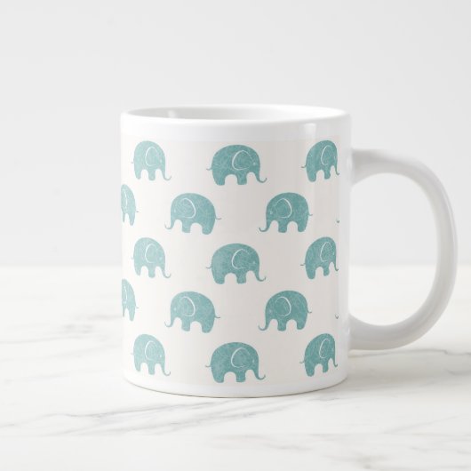 Aquamarines Niedliches Elefantenmuster Jumbo-Tasse (Rechts)