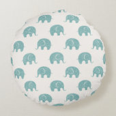 Aquamarines Niedliches Elefantenmuster Rundes Kissen (Rückseite)