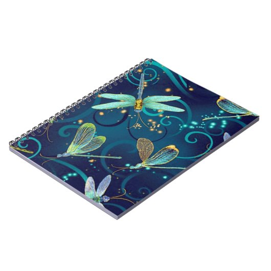 Aquamarines Notebook für Libellen Notizblock (Linke Seite)