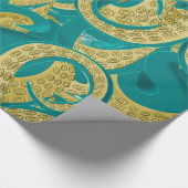 Aquamarines Oktopus-Umschlagpapier Geschenkpapier (Ecke)