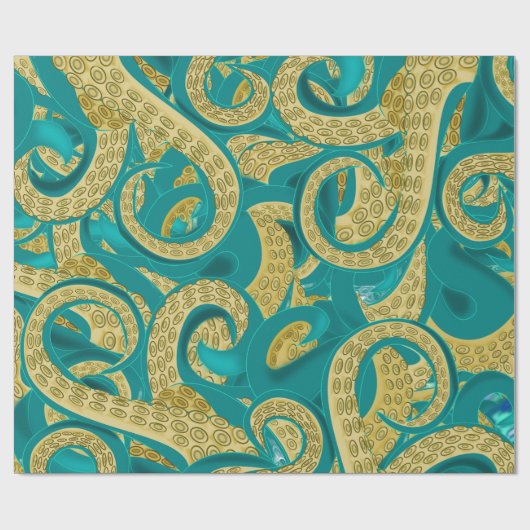 Aquamarines Oktopus-Umschlagpapier Geschenkpapier (Flach)