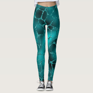 Aquamarines Ombre Glam Glitzer Giraffe Spots Muste Leggings
