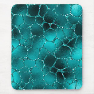 Aquamarines Ombre Glam Glitzer Giraffe Spots Muste Mousepad