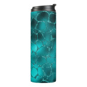 Aquamarines Ombre Glam Glitzer Giraffe Spots Muste Thermosbecher (Nach links gedreht)