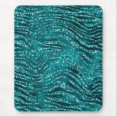 Aquamarines Ombre Glam Glitzer Tiger Streifen Must Mousepad (Vorne)
