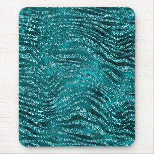 Aquamarines Ombre Glam Glitzer Tiger Streifen Must Mousepad
