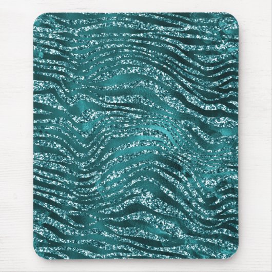 Aquamarines Ombre Glam Glitzer Tiger Streifen Must Mousepad (Vorne)