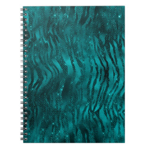 Aquamarines Ombre Glam Glitzer Tiger Streifen Must Notizblock