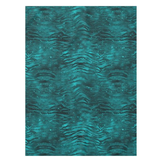 Aquamarines Ombre Glam Glitzer Tiger Streifen Must Tischdecke (Vorderseite)
