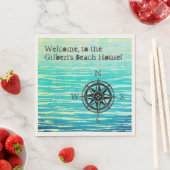 Aquamarines Ombre Meer Mit Monogramm Serviette (Beispiel)