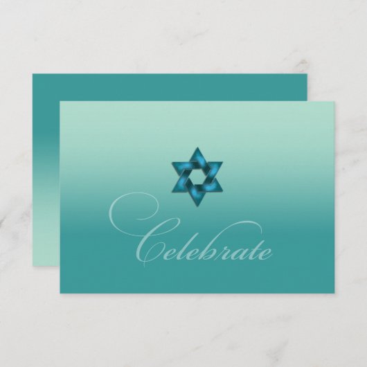 Aquamarines Ombre mit Star RSVP Karte (Vorne/Hinten)