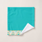 Aquamarines Orange Boho Tribal Pattern Monogramm Badhandtuch Set (Waschlappen)