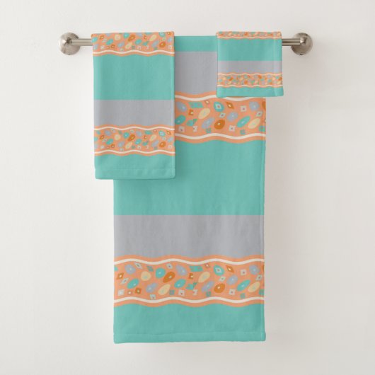 Aquamarines, orange, graues Tuch-Set Badhandtuch Set (Insitu)