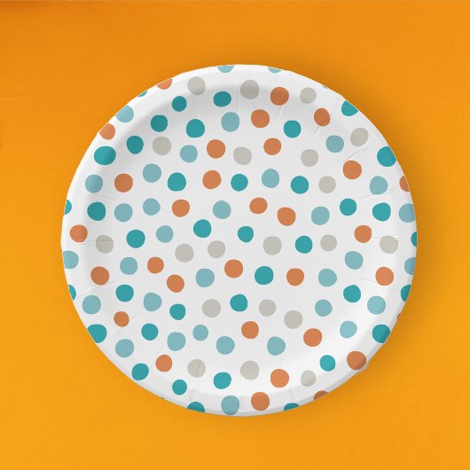 Aquamarines Orange Polka Dotpapier Pappteller