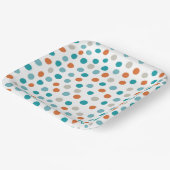 Aquamarines Orange Polka Dotpapier Pappteller (Gewinkelt)
