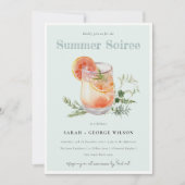 Aquamarines Orange Summer Soiree Cocktail Pool Par Einladung (Vorderseite)