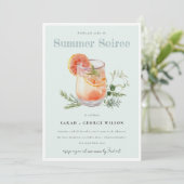 Aquamarines Orange Summer Soiree Cocktail Pool Par Einladung (Stehend Vorderseite)