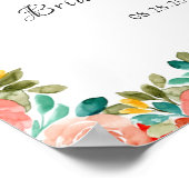 Aquamarines Orangengelb gestrichenes Brautparty Poster (Ecke)