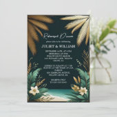 Aquamarines Palm Beach Green und Gold Probe Dinner Einladung (Stehend Vorderseite)