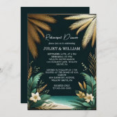 Aquamarines Palm Beach Green und Gold Probe Dinner Einladung (Vorne/Hinten)