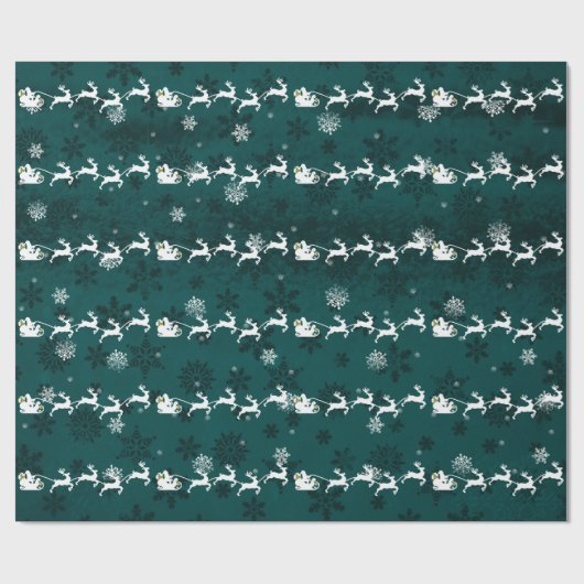 Aquamarines Papier für Schlitten und Rentier des W Geschenkpapier (Flach)