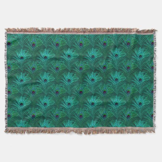Aquamarines Peacock Feathers-Muster Decke (Vorderseite)