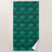 Aquamarines Peacock Feathers-Muster Strandtuch (Vorderseite)