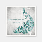Aquamarines Peacock Leaf Brautparty Napkin Serviette (Vorderseite)