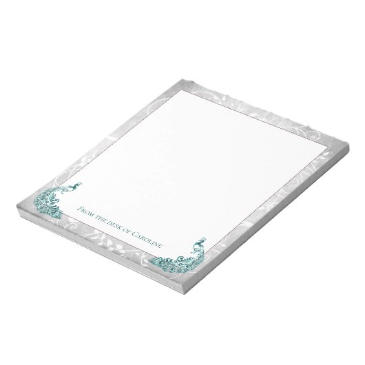 Aquamarines Peacocks Notepad Notizblock (Rotiert)