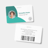 Aquamarines Personalisiertes Foto, Logo, Strichcod Ausweis (Front & Back)