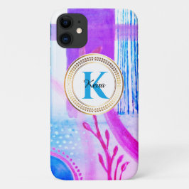 Aquamarines Personalisiertes Girly Blue Monogram T Case-Mate iPhone Hülle