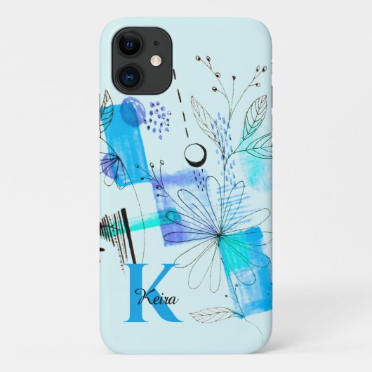 Aquamarines Personalisiertes Girly Blue Türkise Mo Case-Mate iPhone Hülle (Rückseite)