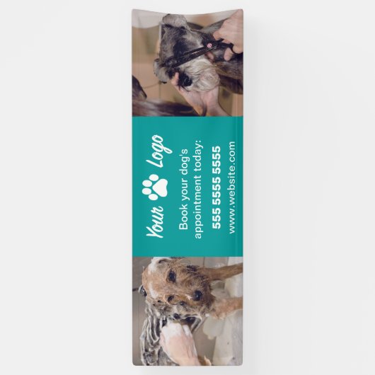 Aquamarines Pet-Business-Banner mit 2 Fotos und Lo Banner (Vertikal)