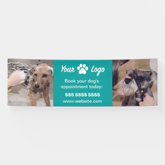 Aquamarines Pet-Business-Banner mit 2 Fotos und Lo Banner (Horizontal)