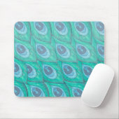 Aquamarines Pfauenfedermuster Mousepad (Mit Mouse)