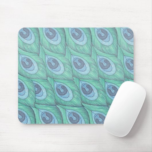 Aquamarines Pfauenfedermuster Mousepad (Mit Mouse)