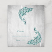 Aquamarines Pfauenleaf Empfang Platzkarte (Außenseite Aufgefaltet)