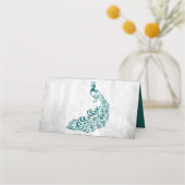 Aquamarines Pfauenleaf Empfang Platzkarte (Rückseite)