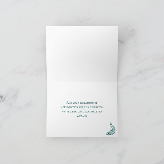 Aquamarines Pfauenleaf Weintrauben Hochzeit Dankes Dankeskarte (Innenseite)