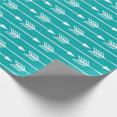 Aquamarines Pfauenpfeil-Muster Geschenkpapier (Ecke)