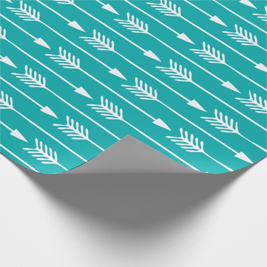 Aquamarines Pfauenpfeil-Muster Geschenkpapier (Ecke)